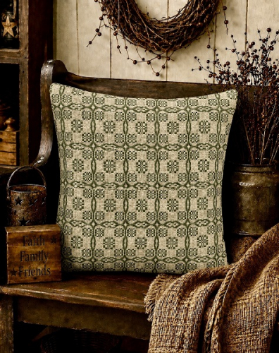 SARATOGA GREEN/LINEN PILLOW 20X20